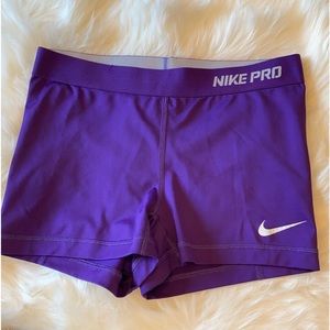 Women’s Purple Dry- Fit Nike Pro Athletic Shorts Size Medium